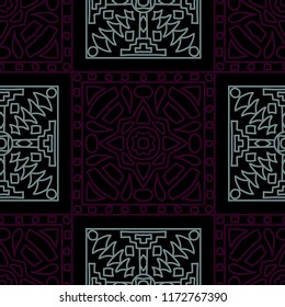 Seamless background.  Retro color pattern for fabric or paper. Abstract geometrical ethnic ornament with northern motifs. Vector texture.