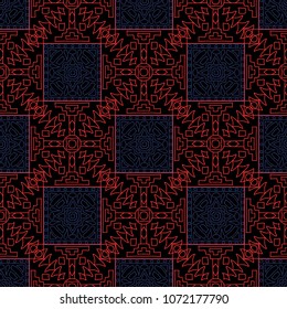 Seamless background.  Retro color vector pattern for fabric or paper. Abstract geometrical ethnic ornament with northern motifs. Vector texture.