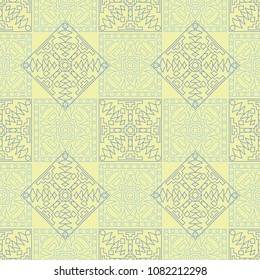 Seamless background.  Retro color vector pattern for paper or cover. Abstract geometrical ethnic ornament with northern motifs. Vector texture.