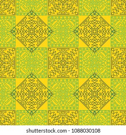 Seamless background.  Retro color vector pattern for paper or cover. Abstract geometrical ethnic ornament with northern motifs. Vector texture.