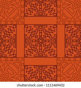 Seamless background.  Retro color vector pattern for wallpaper or cloth design. Abstract geometrical ethnic ornament with northern motifs. Vector texture.