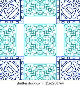 Seamless background.  Retro color vector pattern for paper or cover. Abstract geometrical ethnic ornament with northern motifs. Vector texture.