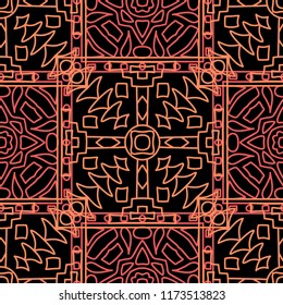 Seamless background.  Retro color vector pattern for paper or cover. Abstract geometrical ethnic ornament with northern motifs. Vector texture.