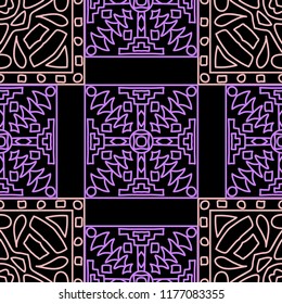 Seamless background.  Retro color vector pattern for paper or cover. Abstract geometrical ethnic ornament with northern motifs. Vector texture.