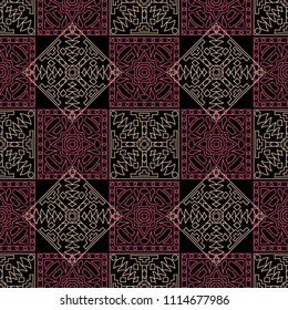 Seamless background.  Retro color background for wallpaper or cloth design. Abstract geometrical ethnic ornament with northern motifs. Vector texture.