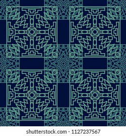 Seamless background.  Retro color background for wallpaper or cloth design. Abstract geometrical ethnic ornament with northern motifs. Vector texture.