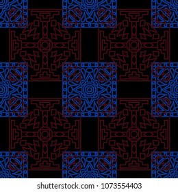 Seamless background.  Retro colorful vector background for wallpaper or cloth design. Abstract geometrical ethnic ornament with northern motifs. Vector texture.