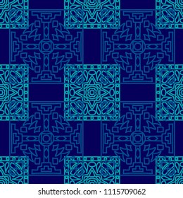 Seamless background.  Retro colorful vector background for wallpaper or cloth design. Abstract geometrical ethnic ornament with northern motifs. Vector texture.