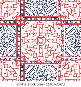 Seamless background.  Retro colorful vector background for fabric or paper. Abstract geometrical ethnic ornament with northern motifs. Vector texture.