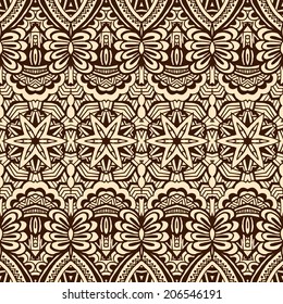 Seamless background, retro floral and geometric ornament
