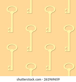 Seamless background with retro keys silhouette. Vector illustration