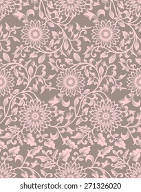 Seamless background with retro pattern. floral ornament