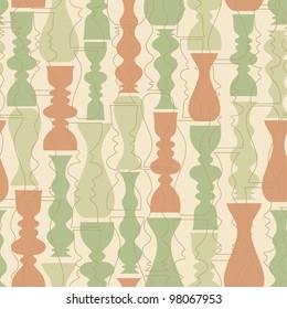 Seamless background in retro style with vases
