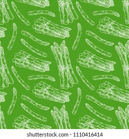 seamless background of ripe asparagus. hand-drawn illustration