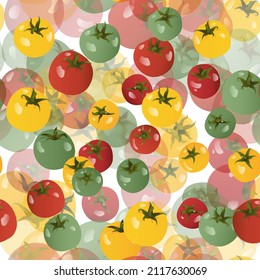 El fondo es impecable. Tomates maduros. Verduras de color rojo, amarillo y verde aisladas sobre fondo blanco. 