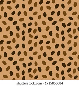 Seamless background with roasted coffee beans. Vector illustration for decoration, textile or paper print.