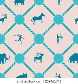 Seamless background with rock carvings and rock art for your design