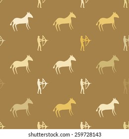 Seamless background with rock carvings and rock art for your design