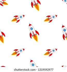 Seamless background with Rockets. Vector illustration. Abstract Rocket ship pattern.