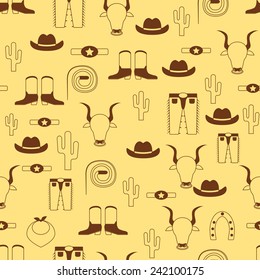 Seamless background with rodeo objects