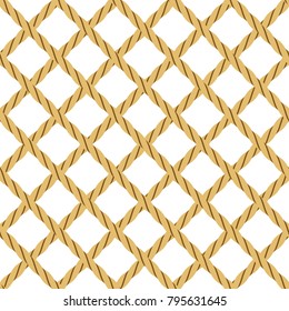 Seamless Background with Rope, in Shape of Grid, Isolated on White. Tile Pattern for Your Background. Vector