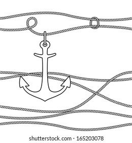 Seamless background from ropes and anchors