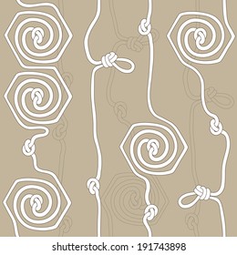 Seamless background with ropes and knots