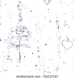 seamless background with rose and heart