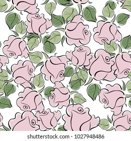 Seamless background with roses. Graphic arts.