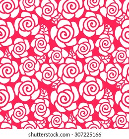 seamless background with roses and leaves