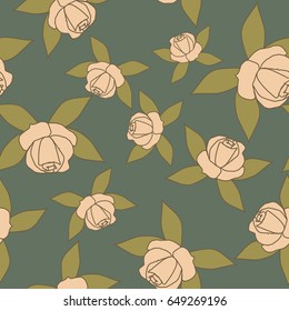 Seamless background with roses. Vector. 