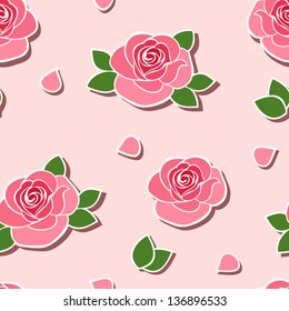 Seamless background with roses. Vector illustration.