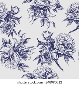 Seamless background with roses. Vector illustration