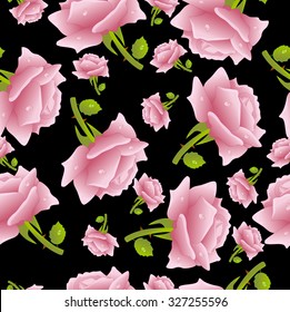 Seamless background with roses, vector illustration