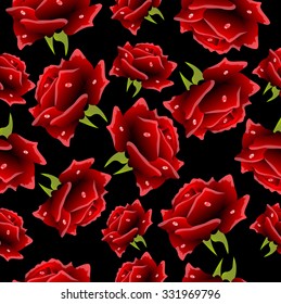 Seamless background with roses, vector illustration