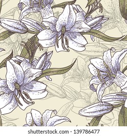 Seamless background with roses in vintage style
