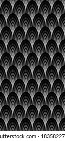 Seamless background with rounded geometric scales texture. Abstract modern vector. Background from monochrome scales.