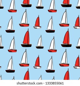 seamless background of sailboats in the sea