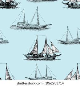 Seamless background of the sailing ships