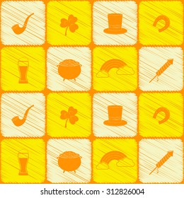 Seamless background with saint patricks day icons for your design