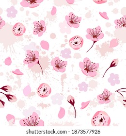 A seamless background of sakura. Vector illustration