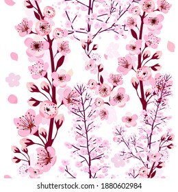 Ein nahtloser Hintergrund der Sakura. Vektorgrafik
