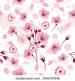 A seamless background of sakura. Vector illustration