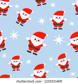 Seamless background with Santa Claus and stars. Eps10 Christmas card