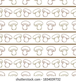 Seamless background satans bolete mushroom gender neutral pattern. Whimsical minimal earthy 2 tone color. kids nursery wallpaper or boho cartoon fungi fashion all over print. 