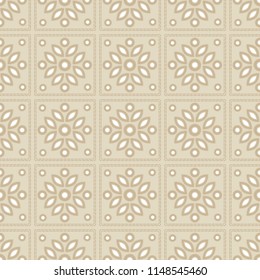 Seamless background with satin stitch embroidery. Traditional ornament. Rustic pattern. Textile rapport.