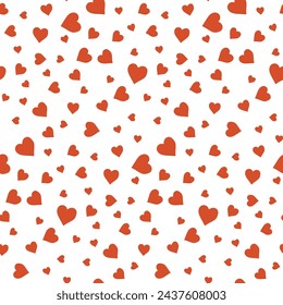 Seamless background with scattering of red heart. Valentine's day backdrop. Pattern