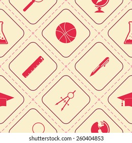 Seamless background with school icons