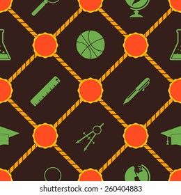 Seamless background with school icons