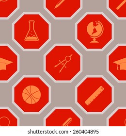 Seamless background with school icons